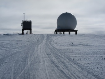 Satellite uplink at South Pole